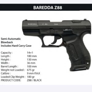 Baredda Z88 9mm P.A.K Pepper / Blank Pistol